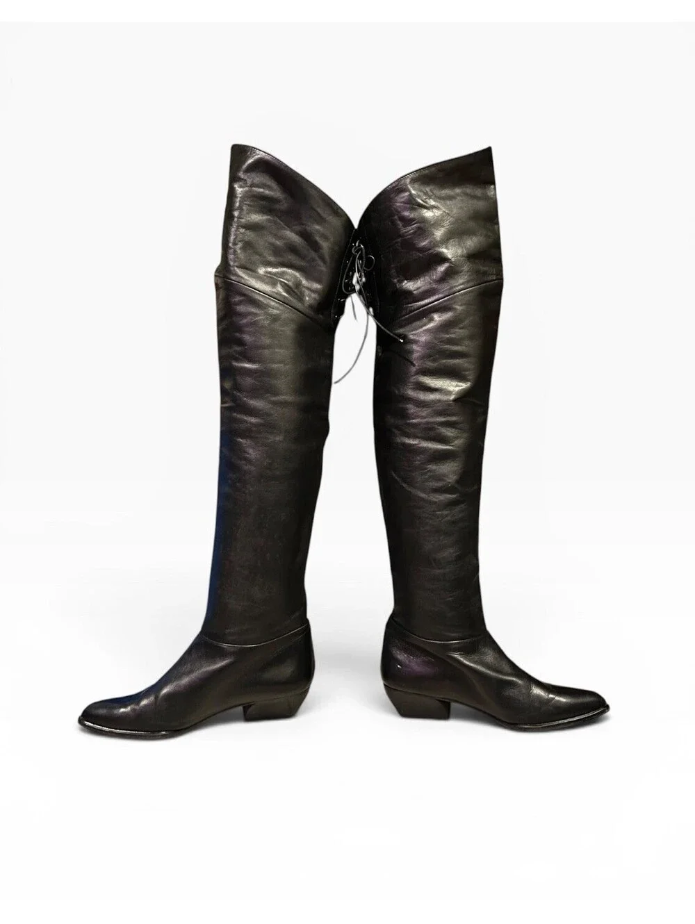 Vintage Fred Hayman Beverly Hills Thigh High Leather Boots Italy Womens 6.5